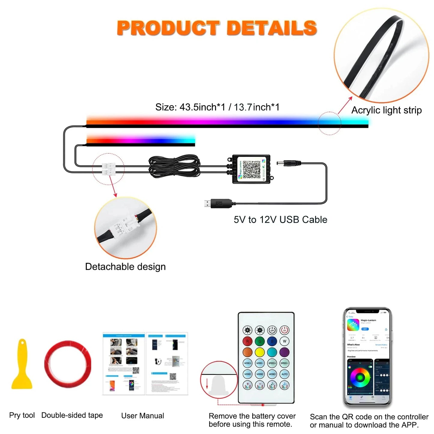 22 In 1 Car LED Interior Ambient Lights: Enhance Your Car's Atmosphere with LED Lights