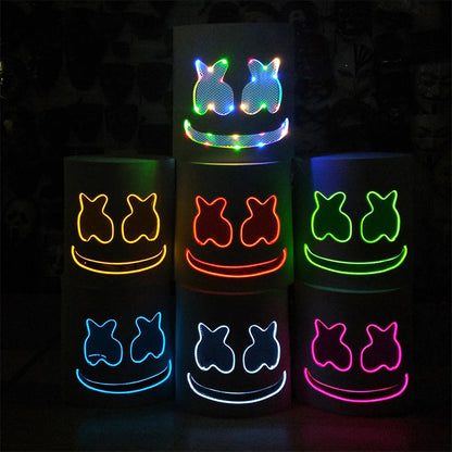LED DJ Mask Headgear Lifelike Marshmello Mask Breathable Helmet Mask Carnival Festival Halloween Party Props Cosplay.Costume