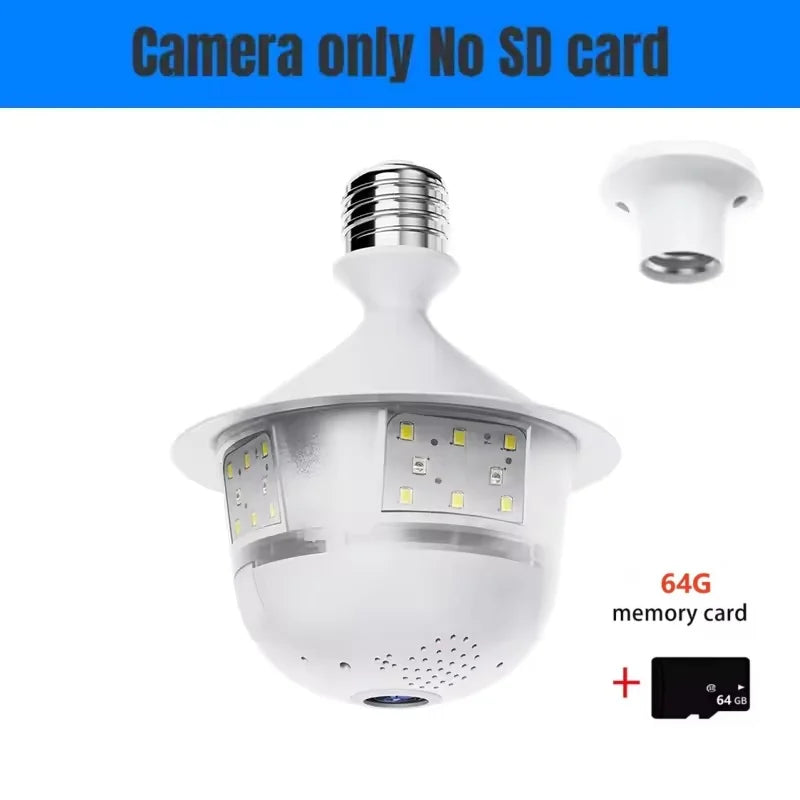 5MP Wifi 360 Panoramic Fisheye Indoor IP CCTV Bulb Security Camera Full Color Night Vision Two-Way Voice Wireless Auto Tracking