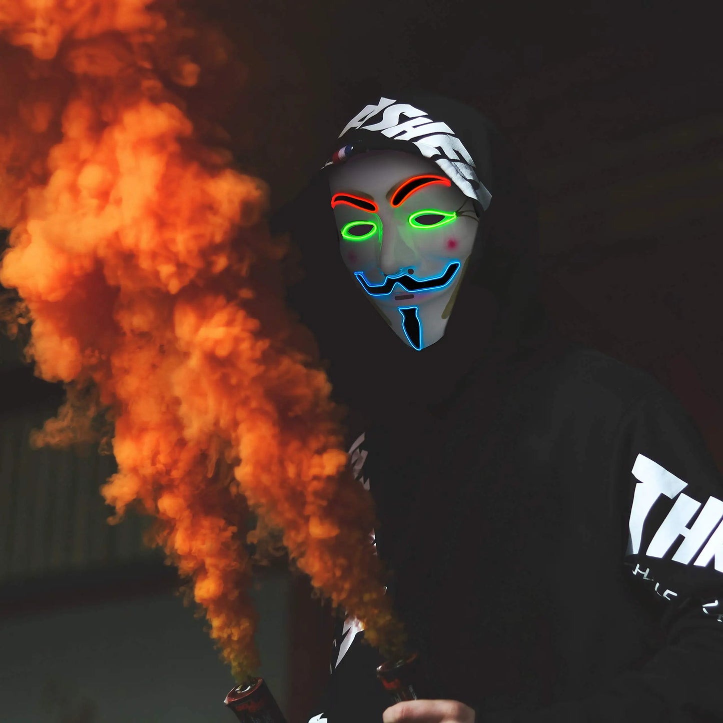 Mixed 4 Colors Halloween Luminous LED Mask Costumes Cosplay Guy Fawkes Mask V For Vendetta Mask Light Up Halloween Night