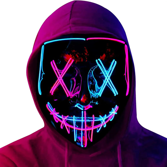 Halloween Mask LED Light Up Mask Scary Mask for Festival Cosplay Halloween Costume Masquerade Parties, Carnival, Gift