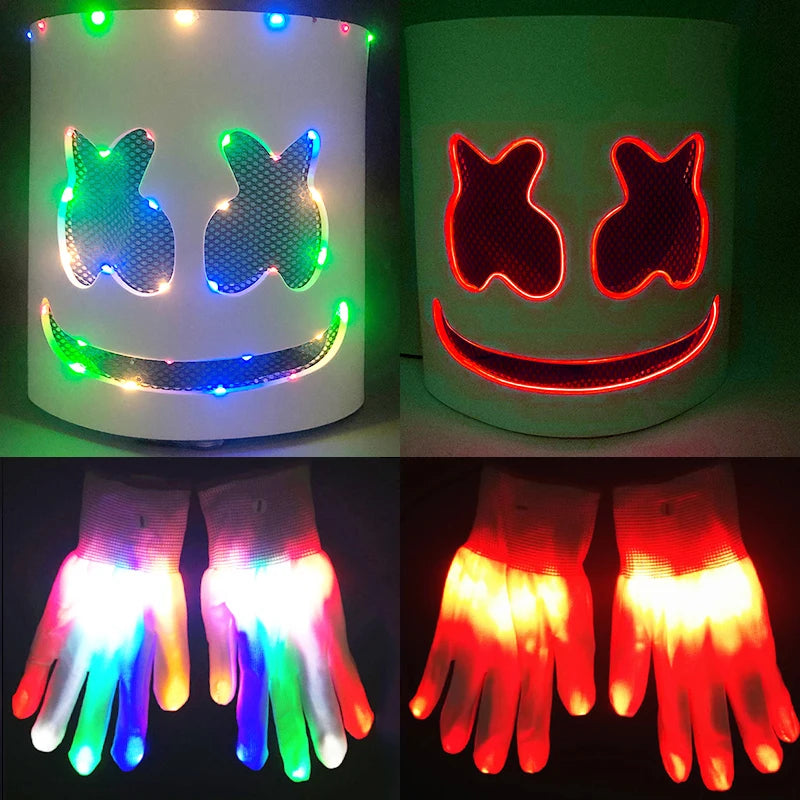 LED DJ Mask Headgear Lifelike Marshmello Mask Breathable Helmet Mask Carnival Festival Halloween Party Props Cosplay.Costume