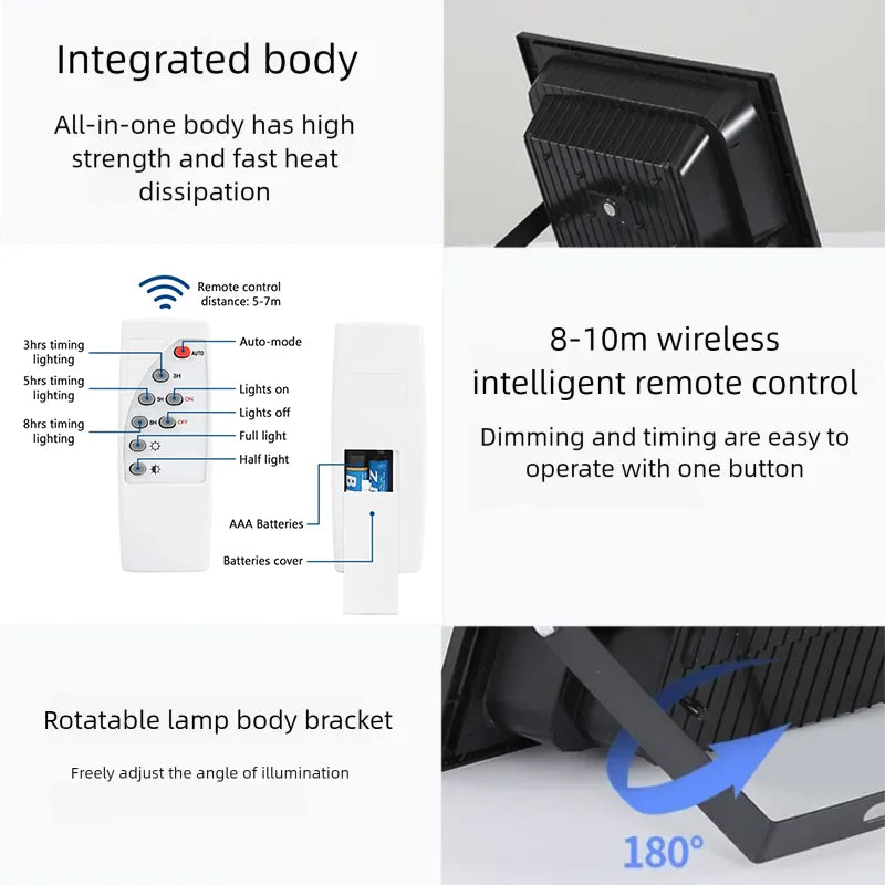1000W Solar Light Solar Flood Street Lamps Outdoor Waterproof Solar Spotlights For Garden/Wall/Yard/Villa/Parking-lot/Driveway