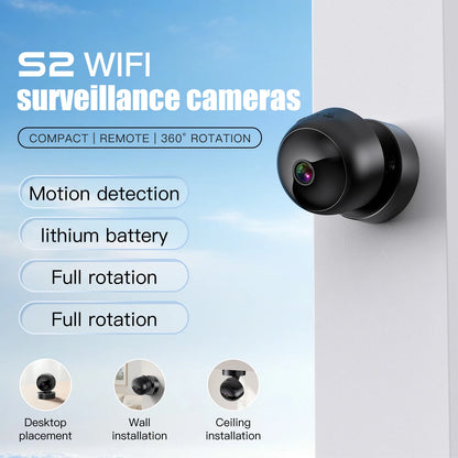 Wireless Security Camera 360° Full Coverage View WiFi HD Motion Detection Night Vision Indoor Outdoor Remote Monitor