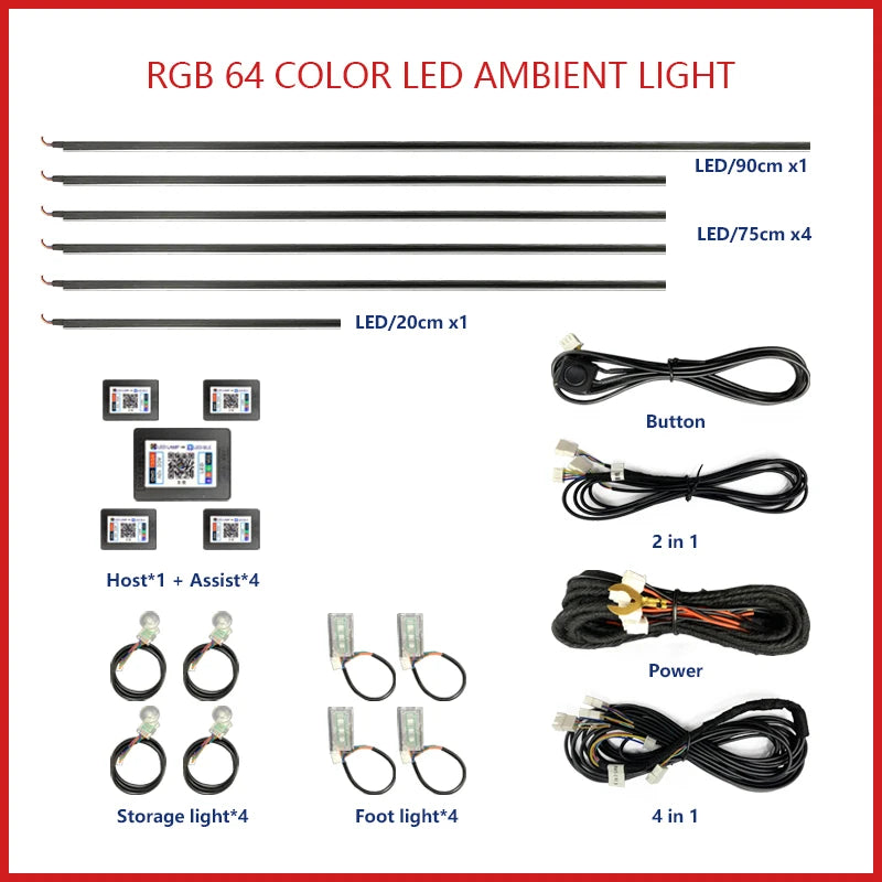 22 In 1 Car LED Interior Ambient Lights: Enhance Your Car's Atmosphere with LED Lights