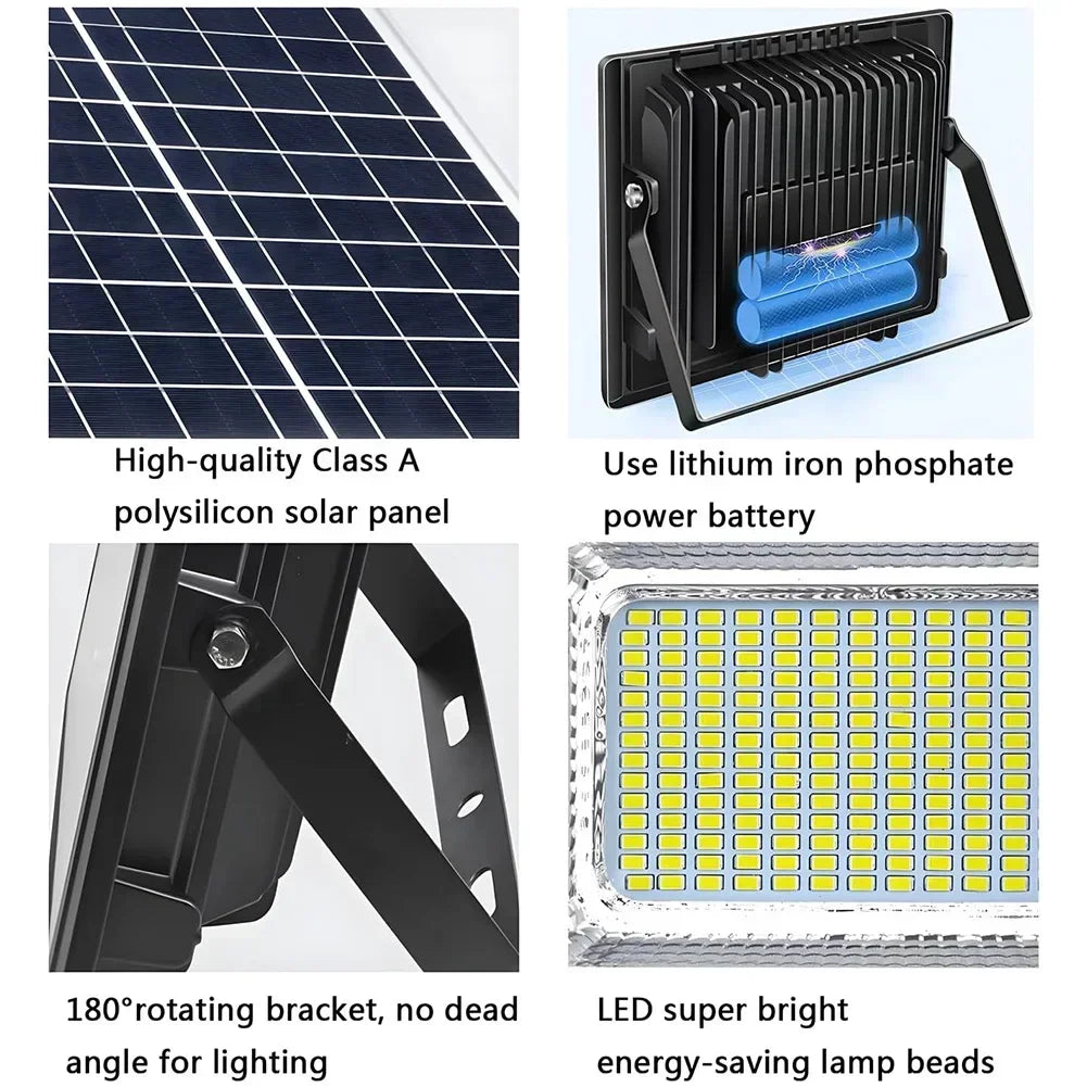 200/300W Solar Flood Lights with Remote Control Outdoor IP67 Waterproof Solar Powered Spotlight Solar Reflector Wall Lamps Hot