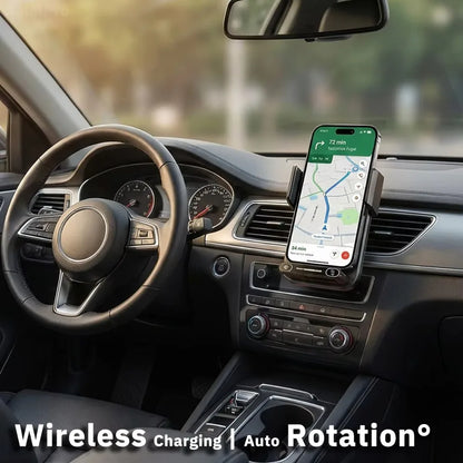 2026 New 15W Wireless Wired Car Charger Phone Holder Auto Sensing One Touch Release 360 Rotation Qi Certified Auto Accessories