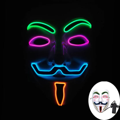 Mixed 4 Colors Halloween Luminous LED Mask Costumes Cosplay Guy Fawkes Mask V For Vendetta Mask Light Up Halloween Night