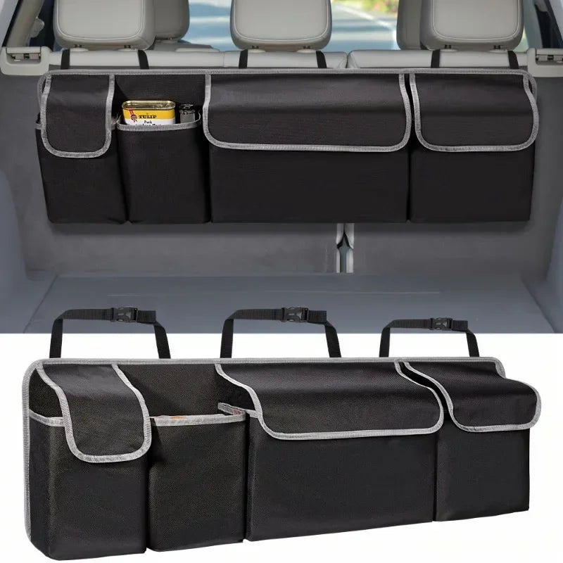 Car Seat Organizer 4 Pocket With 3 Lids Durable Nylon Foldable Storage Multi Functional For SUV Truck Van Car Tools Accessories