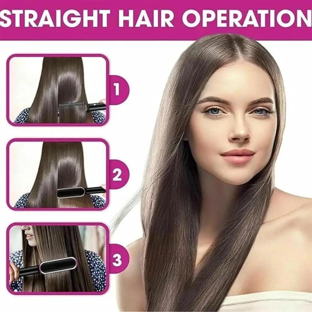 Electric Hair Straightener Brush, Durable Straightening Comb, Multi-use Styling Tool for Home & Salon Hairdressing Use.
