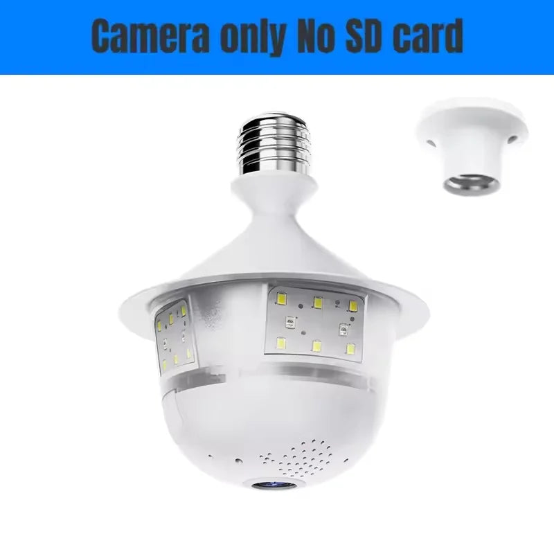 5MP Wifi 360 Panoramic Fisheye Indoor IP CCTV Bulb Security Camera Full Color Night Vision Two-Way Voice Wireless Auto Tracking