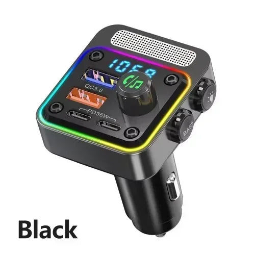 Bluetooth 5.0 FM Transmitter For Car FM Bluetooth Car Adapter Car Charger Bass Boost 3 Ports Charger Bluetooth Adapter