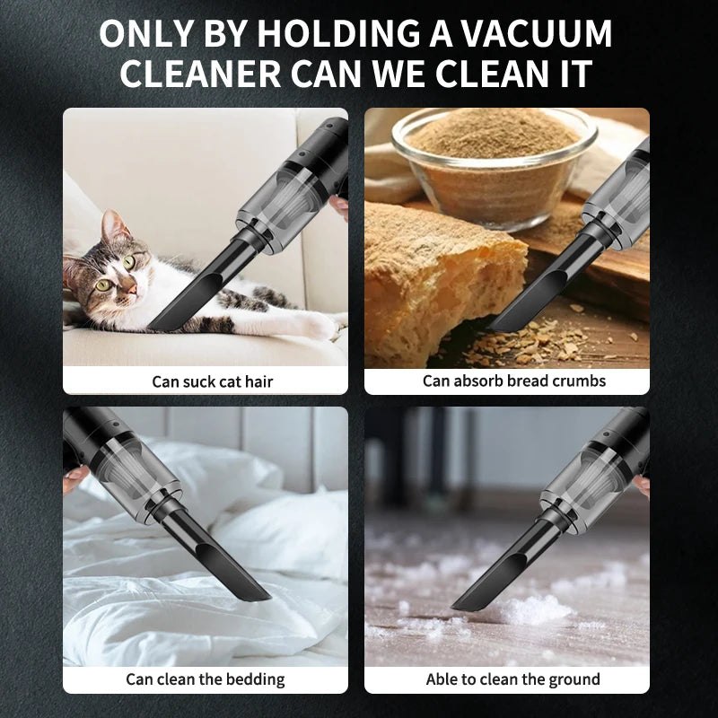 Handheld Car Vacuum Cleaner, 15000PA Portable Cordless, Dual use of blowing and suctionMulti-Nozzles, for Car, Home, Pet, Office