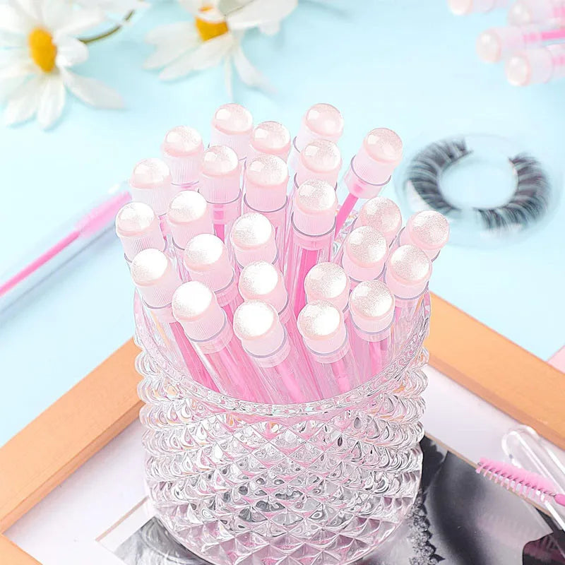 20/5pcs Reusable Eyebrow Brush Tubes Reusable Lash Mascara Wands Lash Extension Brushes Dust-proof Tube Containers Makeup Tools