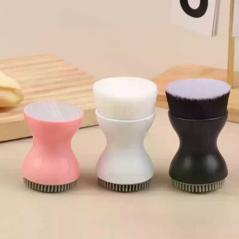 Double-Sided Mini Manual Facial Cleansing Brush Silicone Massage Face Brush Soft Bristles Handheld Cleaning Device Pore Cleaner