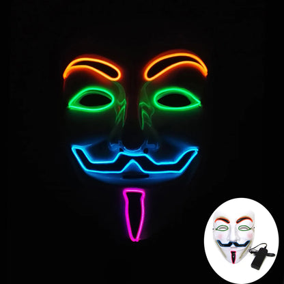 Mixed 4 Colors Halloween Luminous LED Mask Costumes Cosplay Guy Fawkes Mask V For Vendetta Mask Light Up Halloween Night