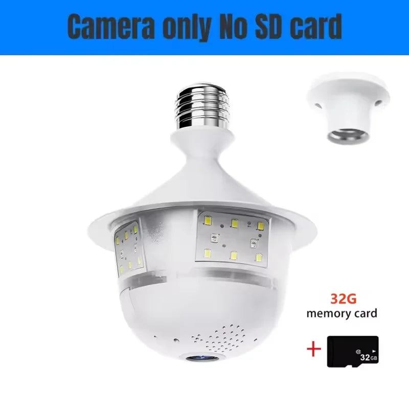 5MP Wifi 360 Panoramic Fisheye Indoor IP CCTV Bulb Security Camera Full Color Night Vision Two-Way Voice Wireless Auto Tracking