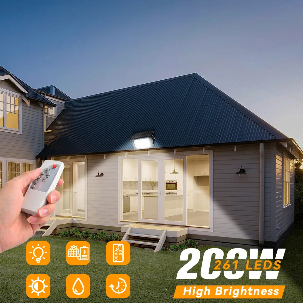 100W 200W LED Portable LED Solar Flood Lights Outdoor Camping Light Waterproof IP65 Wall Light for Garden Backyard