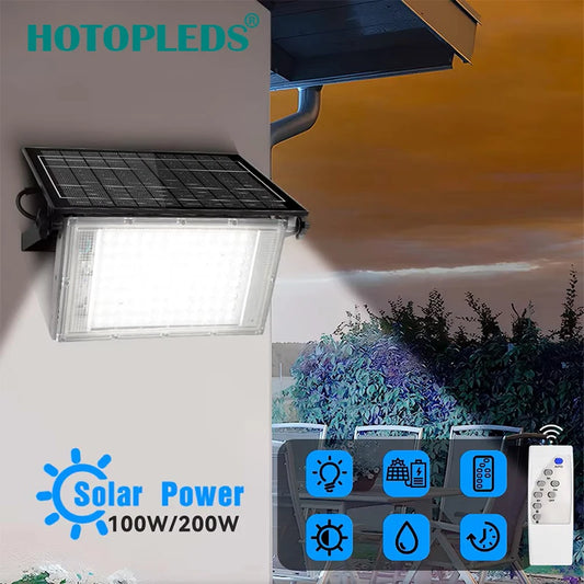 100W 200W LED Portable LED Solar Flood Lights Outdoor Camping Light Waterproof IP65 Wall Light for Garden Backyard