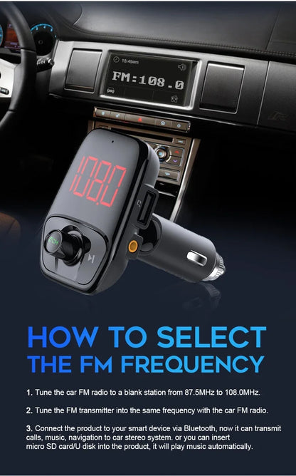 2024 5V FM Transmitter AUX Modulator Bluetooth 5.4 Wireless Car Radio Adapter Handsfree Car Kit Charger TF USB MP3 Player