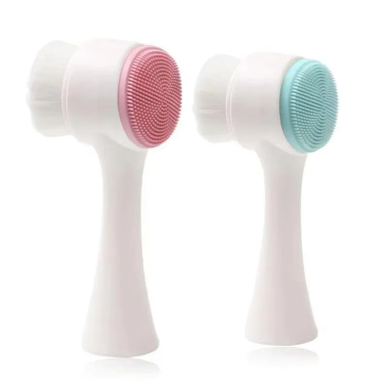 1/2pcs 2-In-1 Facial Silicone Cleansing Brush Facial Soft Silicone Brushes Care Massage Brush Portable Face Deep Cleansing Brush