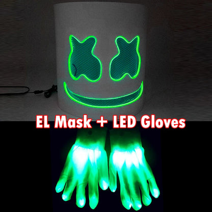 LED DJ Mask Headgear Lifelike Marshmello Mask Breathable Helmet Mask Carnival Festival Halloween Party Props Cosplay.Costume