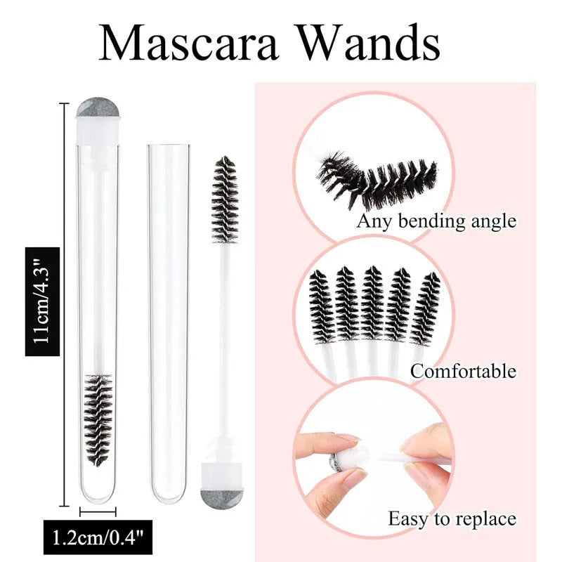 20/5pcs Reusable Eyebrow Brush Tubes Reusable Lash Mascara Wands Lash Extension Brushes Dust-proof Tube Containers Makeup Tools