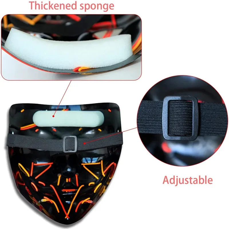 Halloween Mask LED Light Up Mask Scary Mask for Festival Cosplay Halloween Costume Masquerade Parties, Carnival, Gift