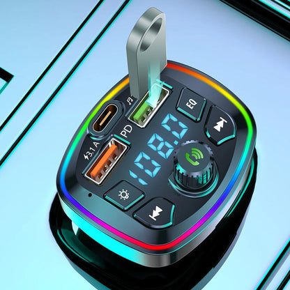 Bluetooth 5.0 Fm Transmitter Car Mp3 Player Wireless Hands-Free Audio Receiver Car Radio Dual USB Fast Charger