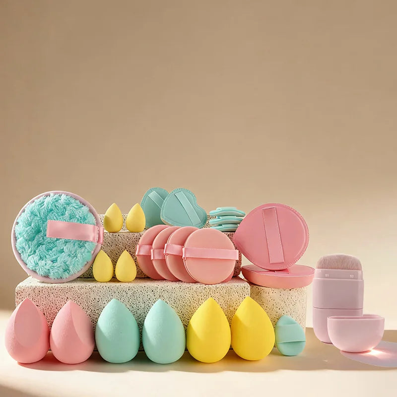 42Pcs Colorful Makeup Tools Set with Brushes Sponges Powder Puff Portable Travel Cosmetic Bag Beauty Kit for Beginners