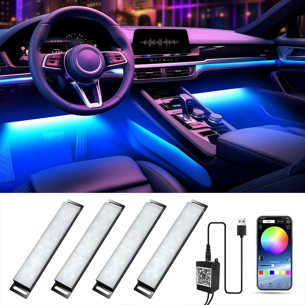 Car Lights Interior LED Lights for Car Interior APP Control Truck Inside Lights with DIYs  Music Mode Ambient Foot Lighting