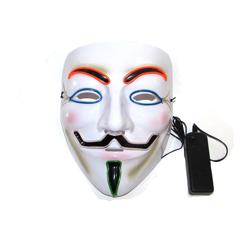Mixed 4 Colors Halloween Luminous LED Mask Costumes Cosplay Guy Fawkes Mask V For Vendetta Mask Light Up Halloween Night