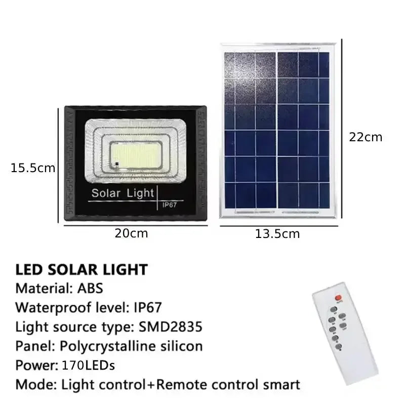 200/300W Solar Flood Lights with Remote Control Outdoor IP67 Waterproof Solar Powered Spotlight Solar Reflector Wall Lamps Hot