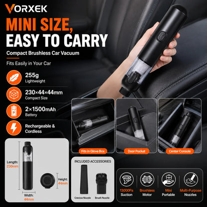 VORXEK Cordless Car Vacuum Cleaner 13000Pa Handheld Vacuum and Air Blower for Car SUV and Truck