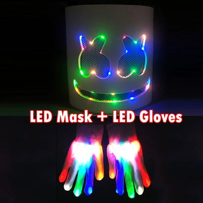 LED DJ Mask Headgear Lifelike Marshmello Mask Breathable Helmet Mask Carnival Festival Halloween Party Props Cosplay.Costume